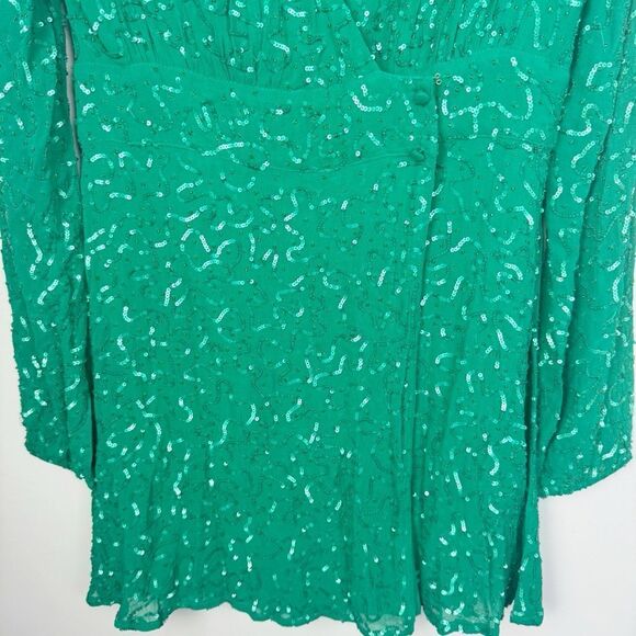 SHOW ME YOUR MUMU | NEW Phyllis Green Sequin Wrap Dress Women’s Size Medium - Picture 6 of 13